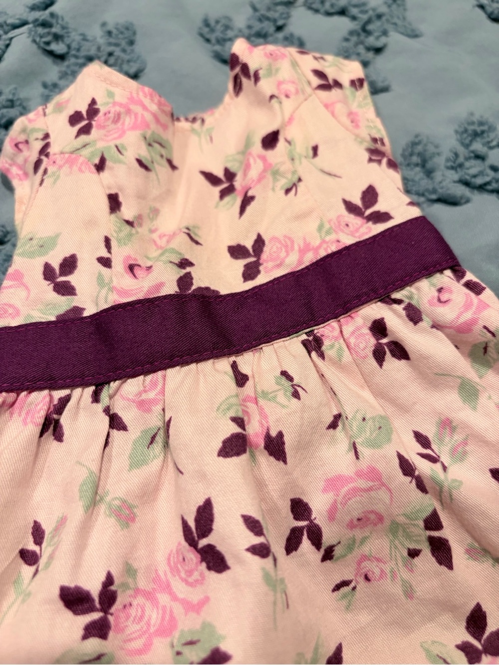 American Girl Pink Floral Dress Purple Ribbon 18” Doll Outfit - Picture 2 of 4